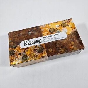 Vintage Kleenex Facial Tissues 1979 Box 200 Count 2-Ply Gold Brown Abstract
